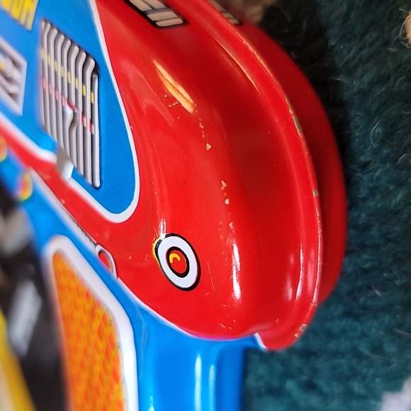 Vintage Tin Litho Metal FRICTION SPACE GUN Korea MTU Shudo Japan Blue Red sciFi - Picture 4 of 5